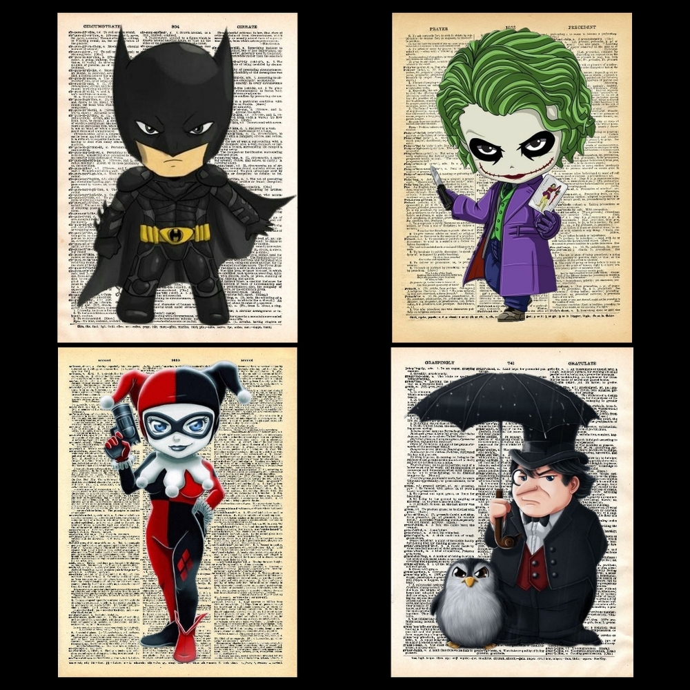 Batman Inspired Dictionary Book Page Art